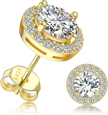Halo Moissanite Stud Earrings For Women & Men 18K White Gold/14K Gold Hypoallergenic 925 Sterling Silver Stud VVS1 Clarity Diamond Sparkle Jewelry Gifts With Sentimental Gift Box in Saudi Arabia