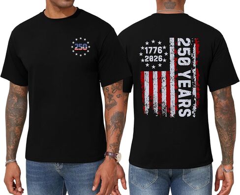 Men’s 250th Anniversary USA T-Shirt 100% Cotton Patriotic Tee with 176-2026 American Celebration Shirt in Saudi Arabia
