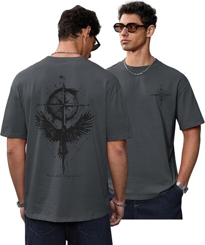 Men's Graphic T-Shirt Loose Fit Cotton Fashion Casual Streetwear Crewneck Short Sleeve Tee (S-XXL) in Saudi Arabia