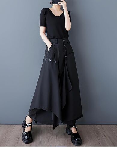 ellazhu Women's Pants High Waisted Cargo Plus Size Work Casual Outfits Button Flow Hem GZ453 in Kuwait