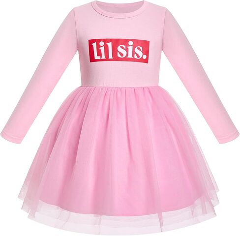 AWIBMK فستان الأخت الكبرى الأخت الصغيرة ملابس متطابقة كبيرة Sis Lil Sis فساتين تول بأكمام طويلة ملابس الخريف والشتاء in Kuwait