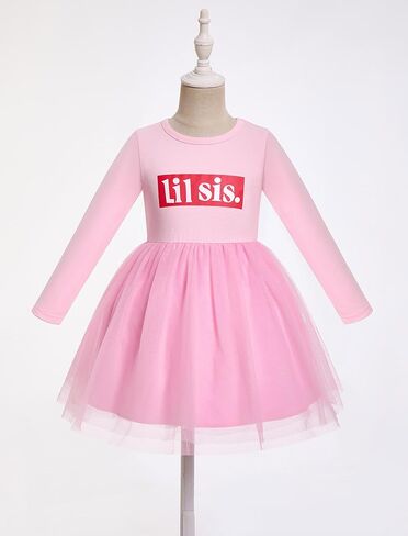 AWIBMK فستان الأخت الكبرى الأخت الصغيرة ملابس متطابقة كبيرة Sis Lil Sis فساتين تول بأكمام طويلة ملابس الخريف والشتاء in Kuwait