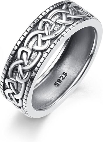 Celtic Knot Rings Sterling Silver Wedding Band Rings for Men Celtic Ring Jewelry Gifts for Men Rings Size 12 in Saudi Arabia