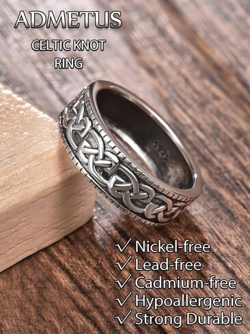 Celtic Knot Rings Sterling Silver Wedding Band Rings for Men Celtic Ring Jewelry Gifts for Men Rings Size 12 in Saudi Arabia