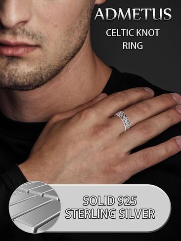 Celtic Knot Rings Sterling Silver Wedding Band Rings for Men Celtic Ring Jewelry Gifts for Men Rings Size 12 in Saudi Arabia