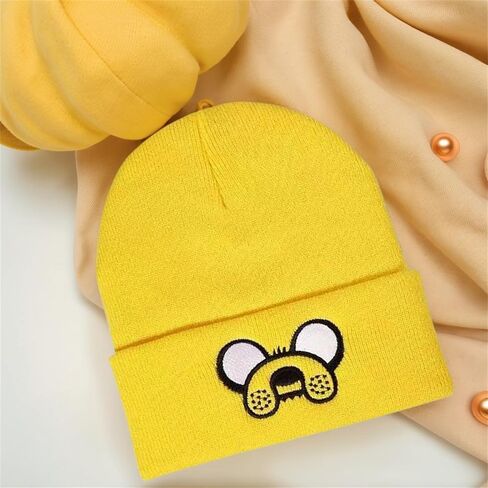 Beanie for Men Women, Unisex Cuffed Yellow Beanies Embroidered Winter Beanies Hats Cartoon Designed Warm Skull Knit Hat Halloween Party Beanie in Saudi Arabia