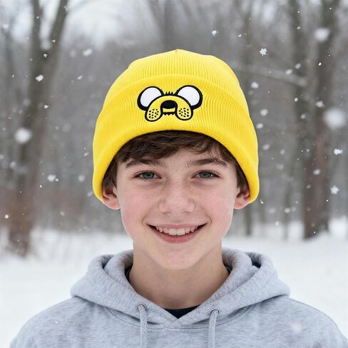 Beanie for Men Women, Unisex Cuffed Yellow Beanies Embroidered Winter Beanies Hats Cartoon Designed Warm Skull Knit Hat Halloween Party Beanie in Saudi Arabia