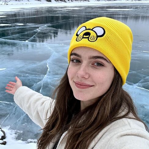 Beanie for Men Women, Unisex Cuffed Yellow Beanies Embroidered Winter Beanies Hats Cartoon Designed Warm Skull Knit Hat Halloween Party Beanie in Saudi Arabia