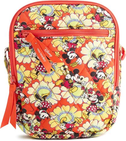 حقيبة كروس نسائية من Vera Bradley مصنوعة من قطن ديزني الفاخر سوليفان - محفظة كتف مبطنة - زهور بتلات ميكي وميني in Kuwait