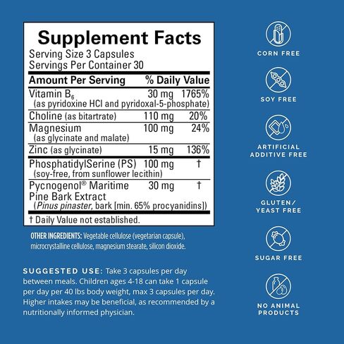 BRAINMD Dr Amen Attention Support - 90 Capsules - Promotes Mental Focus & Impulse Control - Gluten Free - 30 Servings in Kuwait