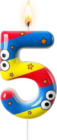 Colorful Cartoon Themed Number 2 Birthday Candle - Playful Cake Topper for Birthday Decorations Supplies, Fun Party Favors (Colorful Theme, 2) in Saudi Arabia