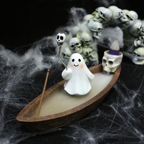 Ghost Incense Holder for Sticks Skeleton Ship Halloween Incense Cone Burner, Incense Stick Burner, Resin Cute Incense Holder, Gothic Incense Stick Burner, Yoga Meditation Aromatherapy Decor (Ghost) in Kuwait