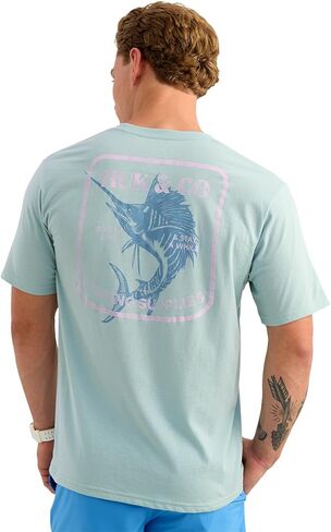 تي شيرت رجالي بأكمام قصيرة من HUK، تي شيرت صيد السمك للرجال، Huk and Co - Heron Blue، X-Large in Kuwait