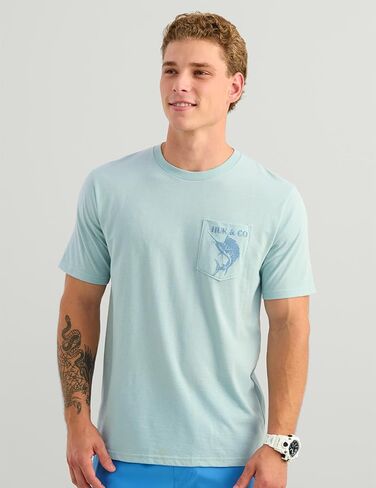 تي شيرت رجالي بأكمام قصيرة من HUK، تي شيرت صيد السمك للرجال، Huk and Co - Heron Blue، X-Large in Kuwait