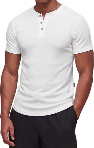 Dokotoo Men Mens Muscle Slim Fit T Shirts Crewneck Gym Workout Athletic Short Sleeve Henley Mens Shirts in Kuwait