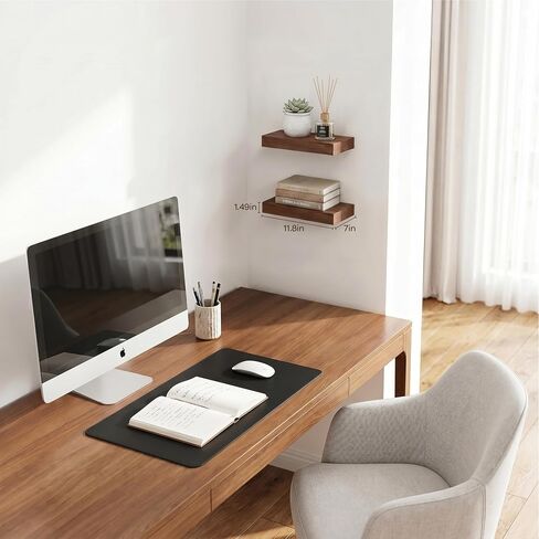 Walnut Floating Shelves for Wall Set of 2, 11.8 Inch Small Wood Wall Shelves for Bathroom Over Toilet, Bedroom & Home Office Storage, Wall Mounted Shelves for Books, Decor & Small Plants in Saudi Arabia