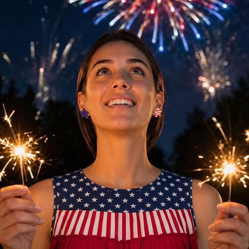 4th of July Earrings for Women- Patriotic Red White and Blue Star Stud Jewelry, Fourth of July Outfits Accessories Gifts in Saudi Arabia