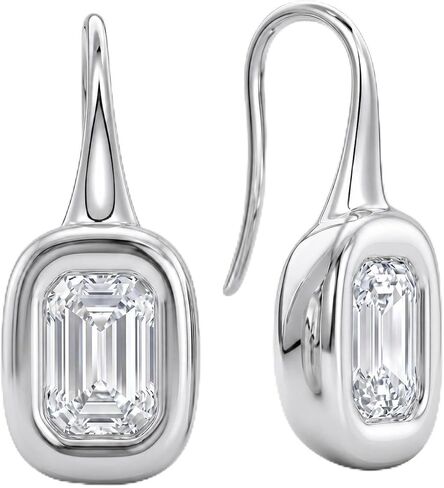 14K Gold & Silver Plated Trendy Bezel Set Cubic Zirconia Drop Earrings Minimalist Teardrop Hook Earrings for Women Diamond Crystal Charm Statement Teardrop Earrings Jewelry Gifts in Saudi Arabia