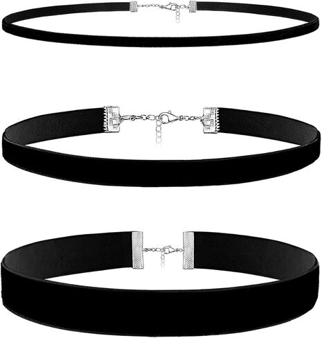 3pcs Black Choker Necklace for Women Velvet Choker Set Classic Chokers for Women Adjustable Collar Necklace for Party Cosplay Halloween Jewelry Gifts in Kuwait