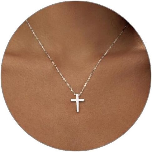 Airmb Cross Necklace for Women Choker 14K Gold/925 Silver Plated Dainty Choker Small Cross Pendant Trendy Cute Cross Charm Delicate Necklace Hypoallergenic Faith Jewelry Religious Gifts for Women in Saudi Arabia