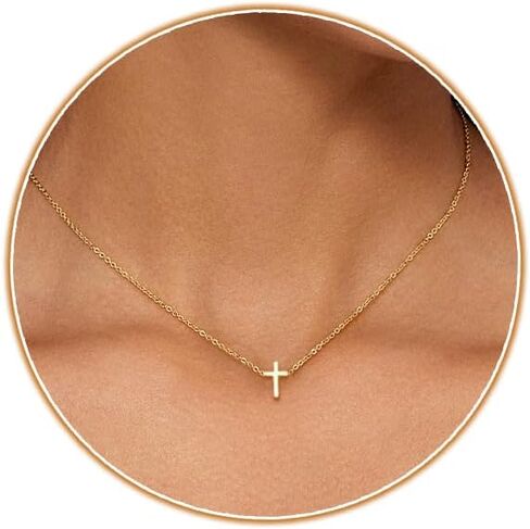 Airmb Cross Necklace for Women Choker 14K Gold/925 Silver Plated Dainty Choker Small Cross Pendant Trendy Cute Cross Charm Delicate Necklace Hypoallergenic Faith Jewelry Religious Gifts for Women in Saudi Arabia