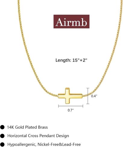 Airmb Cross Necklace for Women Choker 14K Gold/925 Silver Plated Dainty Choker Small Cross Pendant Trendy Cute Cross Charm Delicate Necklace Hypoallergenic Faith Jewelry Religious Gifts for Women in Saudi Arabia