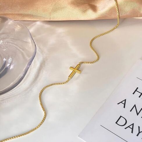 Airmb Cross Necklace for Women Choker 14K Gold/925 Silver Plated Dainty Choker Small Cross Pendant Trendy Cute Cross Charm Delicate Necklace Hypoallergenic Faith Jewelry Religious Gifts for Women in Saudi Arabia