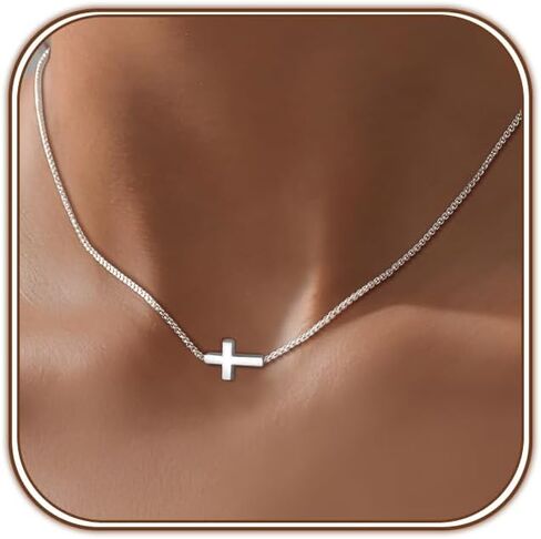 Airmb Cross Necklace for Women Choker 14K Gold/925 Silver Plated Dainty Choker Small Cross Pendant Trendy Cute Cross Charm Delicate Necklace Hypoallergenic Faith Jewelry Religious Gifts for Women in Saudi Arabia