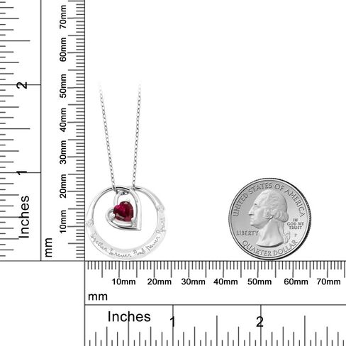 Gem Stone King 925 Sterling Silver 'Together Forever And Never Apart' Created Ruby and Diamond Pendant in Saudi Arabia