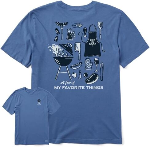 Life is Good. Men's A Few of My Favorite Grill Things Crusher Tee, Vintage Blue in Kuwait