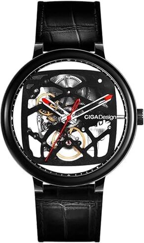CIGA Design FANGYUAN Watch Automatic Mechanical Wristwatch Stainless Steel Dial Leather Strap Skeleton Unisex Timepiece in Saudi Arabia