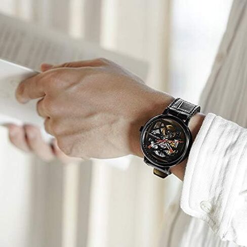 CIGA Design FANGYUAN Watch Automatic Mechanical Wristwatch Stainless Steel Dial Leather Strap Skeleton Unisex Timepiece in Saudi Arabia