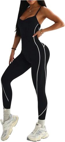 WDIRARA Women's Workout Jumpsuits Sleeveless Criss Cross Backless Fitness Yoga Pants Romper in Kuwait