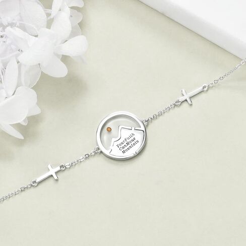 AOBOCO Mustard Seed Anklet Bracelets 925 Sterling Silver Cross Faith Anklets Chain Christian Religious Jewelry Gifts for Women in Kuwait