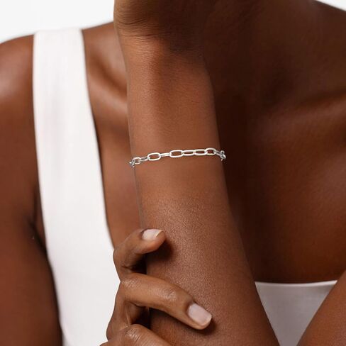 S925 Sterling Silver Paperclip Chain Bracelets for Women - Sterling Silver Paperclip Chain Bracelet Handmade Jewelry Gold Bracelets for Women 8" in Saudi Arabia