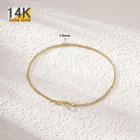 14K Gold Rope Bracelets, Thin Real Gold Dainty Twist Link Chain 1.8mm, 6-7 Inches for Women Men, Hypoallergenic, Non-Tarnish, Dainty Layering Minimalist Jewelry (7 inches) in Saudi Arabia