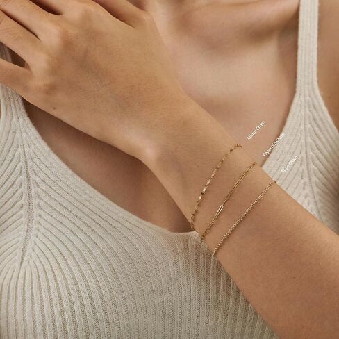14K Gold Rope Bracelets, Thin Real Gold Dainty Twist Link Chain 1.8mm, 6-7 Inches for Women Men, Hypoallergenic, Non-Tarnish, Dainty Layering Minimalist Jewelry (7 inches) in Saudi Arabia