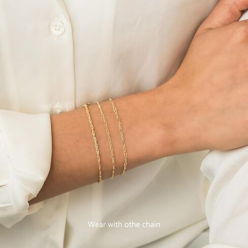 14K Gold Rope Bracelets, Thin Real Gold Dainty Twist Link Chain 1.8mm, 6-7 Inches for Women Men, Hypoallergenic, Non-Tarnish, Dainty Layering Minimalist Jewelry (7 inches) in Saudi Arabia