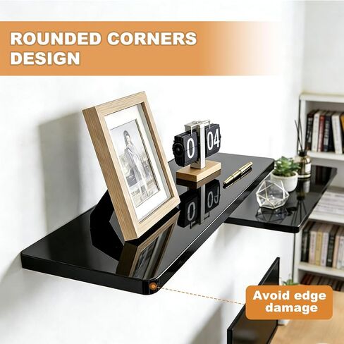 Floating Shelves for Wall Set of 2,12 in Wide Ehelf Narrow Floating for Decor Storage,Wall Mounted Acrylic Shelf,for Living Room, Bedroom, Bathroom and Kitchen(Black) in Kuwait