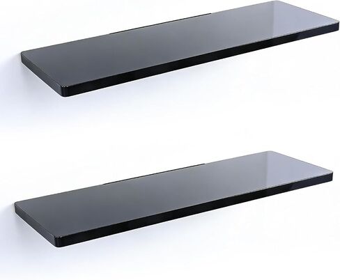 Floating Shelves for Wall Set of 2,12 in Wide Ehelf Narrow Floating for Decor Storage,Wall Mounted Acrylic Shelf,for Living Room, Bedroom, Bathroom and Kitchen(Black) in Kuwait