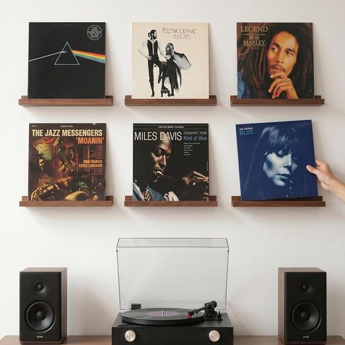 6 Pack Wood Vinyl Wall Mount Record Display, Record Shelves for Wall, Album Magazine, Record Shelf, Vinyl Holder Wall in Kuwait