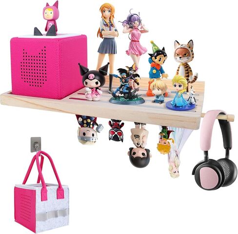 Large Tonie Shelf for Toniebox,Magnetic Wooden Floating Shelves Compatible with Tonie Accessories, Characters & Figures, Display Collection (Natural Wood) in Saudi Arabia