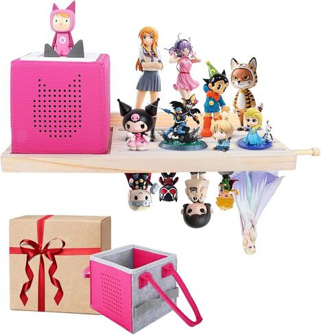 Large Tonie Shelf for Toniebox,Magnetic Wooden Floating Shelves Compatible with Tonie Accessories, Characters & Figures, Display Collection (Natural Wood) in Saudi Arabia