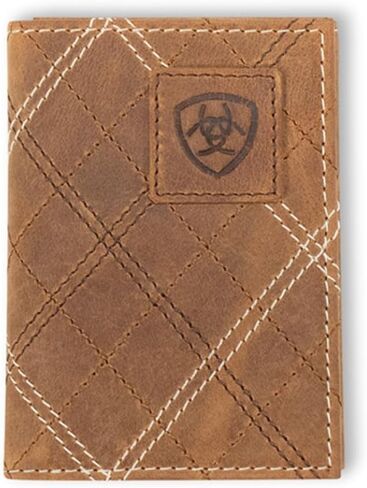 ARIAT Men's Cross Stitch Trifold Wallet with Embossed Patch in Kuwait