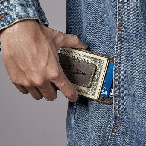 RUGGEDGIFTS Personalized Magnetic Money Clip, Leather Slim Front Pocket Wallet, Birthday Gifts for Men, Leather Wallet For Men, Card Holder With Money Clip, GENUINE Leather in Saudi Arabia