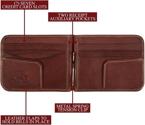 Tony Perotti Mens Money Clip Bifold Wallet Slim Minimalist Card Case Pockets Italian Leather in Saudi Arabia