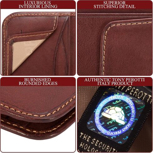 Tony Perotti Mens Money Clip Bifold Wallet Slim Minimalist Card Case Pockets Italian Leather in Saudi Arabia