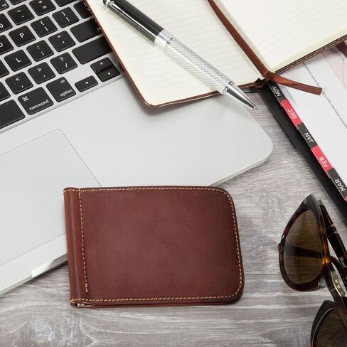 Tony Perotti Mens Money Clip Bifold Wallet Slim Minimalist Card Case Pockets Italian Leather in Saudi Arabia