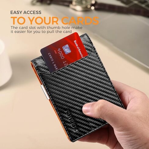 Slim Money Clip Wallet for Men, RFID Blocking Leather Bifold Front Pocket Wallet, Thin Mens Wallet with Card Holder, Minimalist Black Wallet Gift for Him（Orange） in Saudi Arabia
