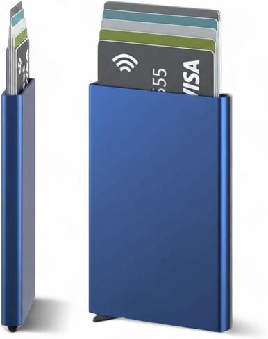 محفظة رفيعة لحمل البطاقات من الألومنيوم للرجال، محفظة صغيرة الحجم لمنع RFID مع وظيفة ذكية منبثقة، محفظة معدنية، تحمل 5-7 بطاقات، مدمجة رفيعة للغاية، هدايا للرجال، إكسسوارات رجالية (فضية) in Kuwait